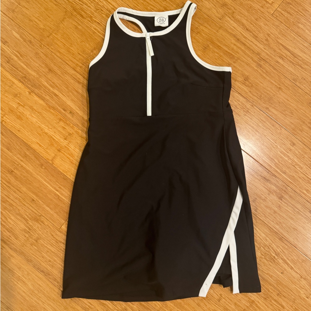 Black and White Sleeveless Athletic Dress
